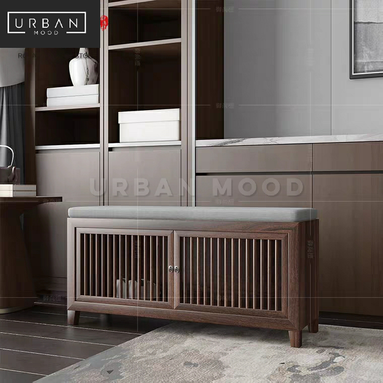 (Ready To Ship) SOJU Rustic Solid Wood Shoe Cabinet Bench