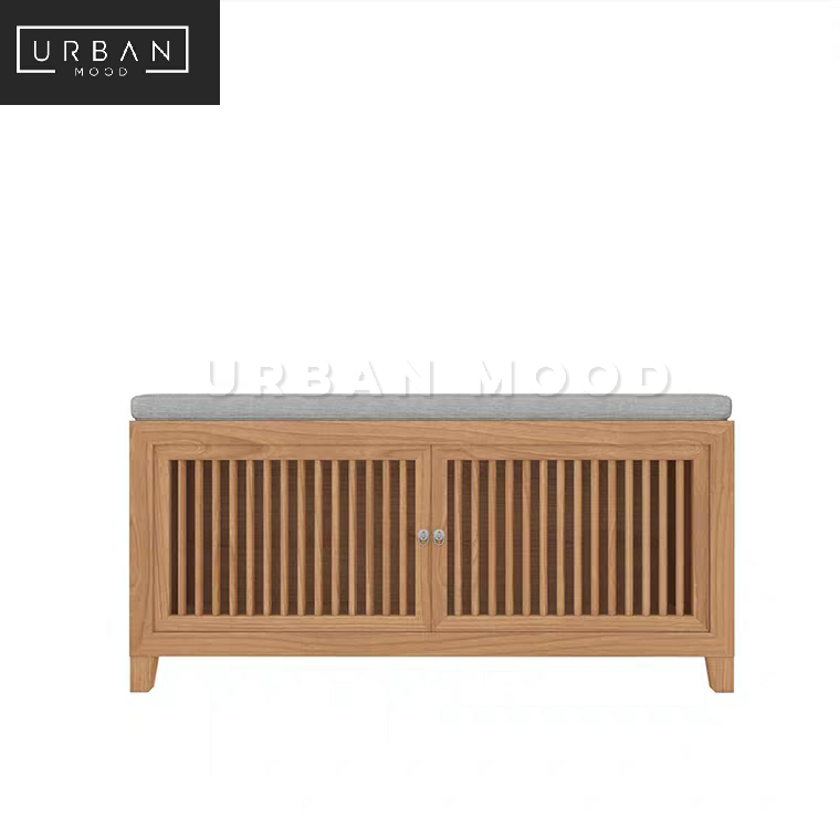 (Ready To Ship) SOJU Rustic Solid Wood Shoe Cabinet Bench