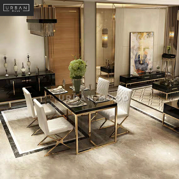 SYLPH Chrome Gold Dining Table & Chairs