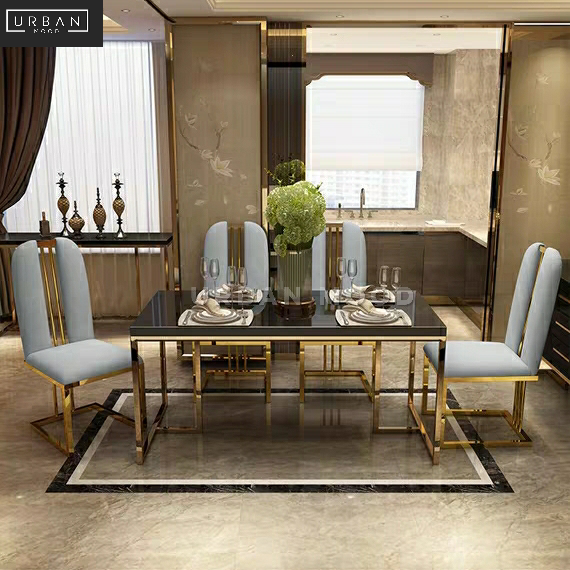 SYLPH Chrome Gold Dining Table & Chairs