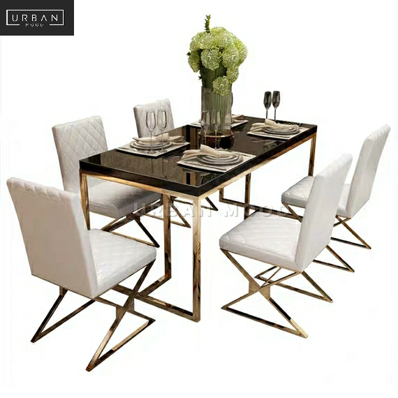 SYLPH Chrome Gold Dining Table & Chairs