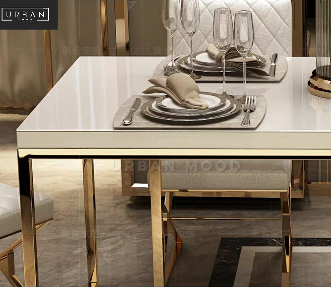 SYLPH Chrome Gold Dining Table & Chairs