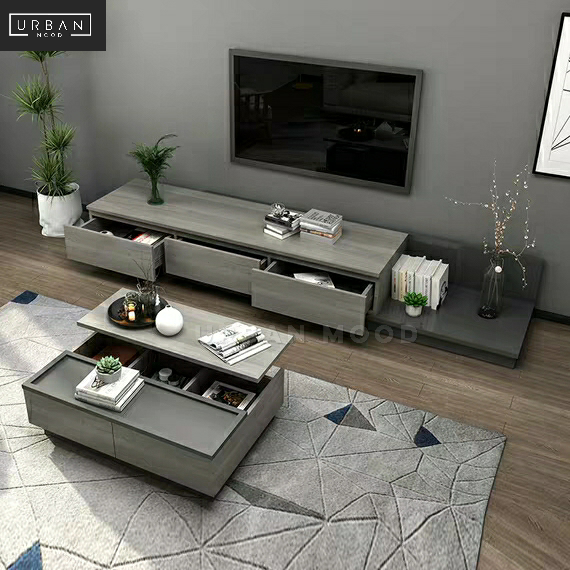 MIDORI Ash Grey Platform TV Console