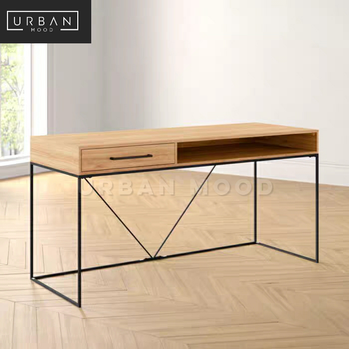 BECKER Industrial Solid Wood Study Table