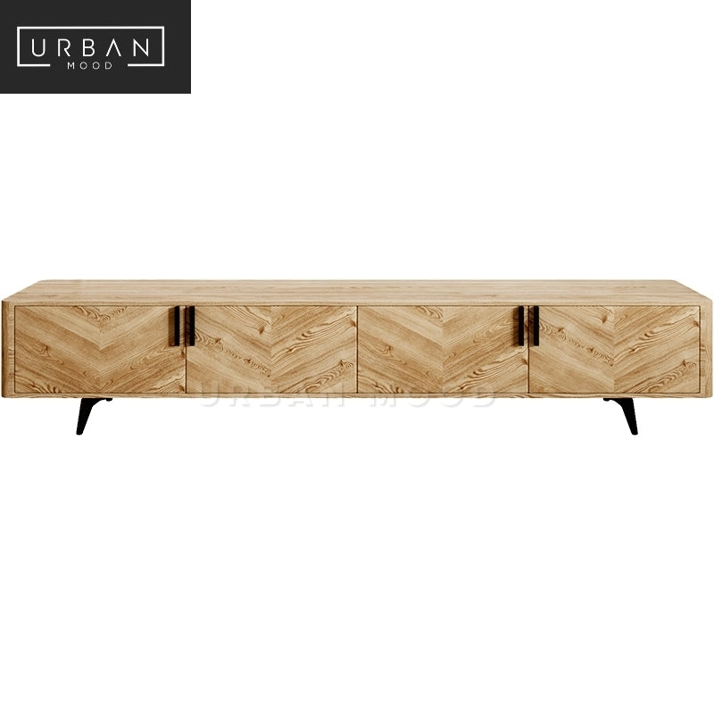 BURTON Rustic Solid Wood Chevron TV Console