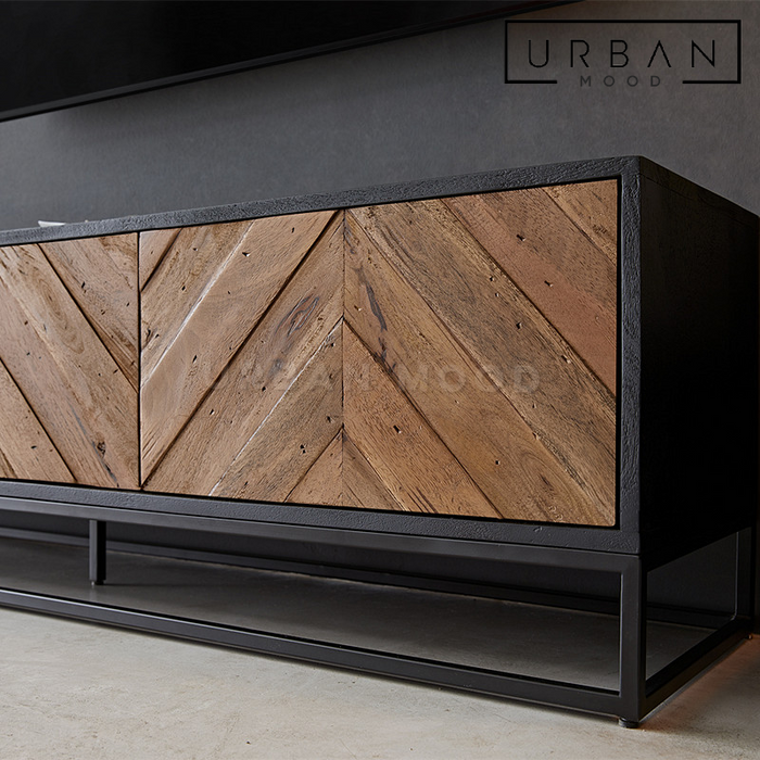 CASSIS Industrial Solid Wood TV Console