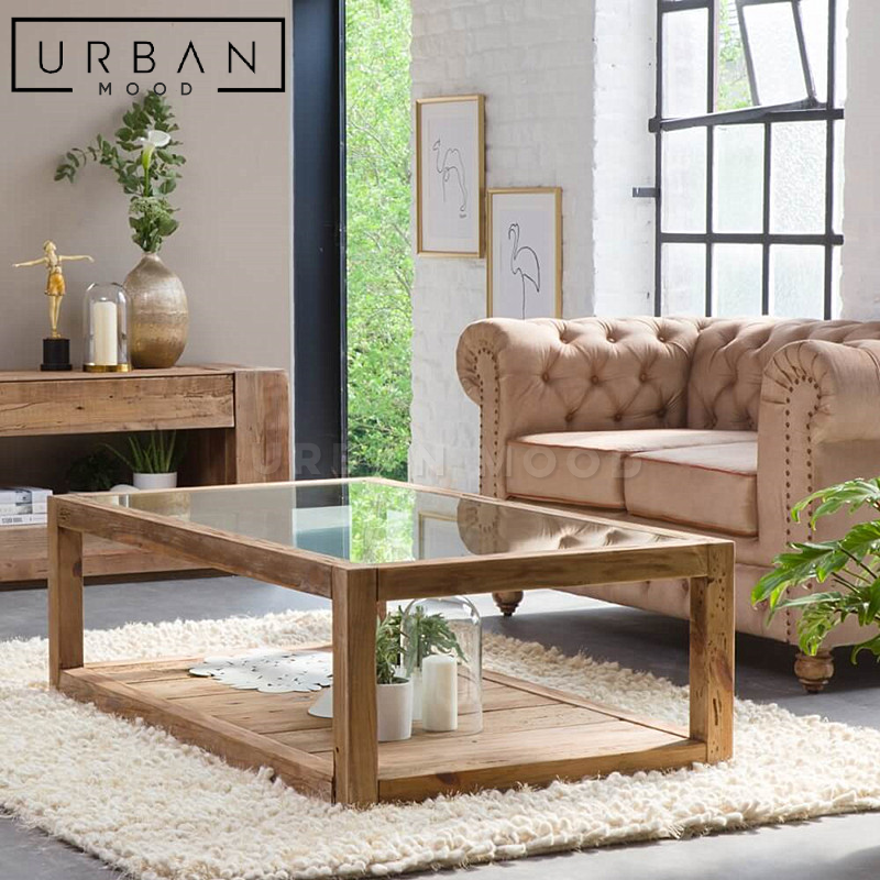 OAKHAM Rustic Solid Wood Coffee Table