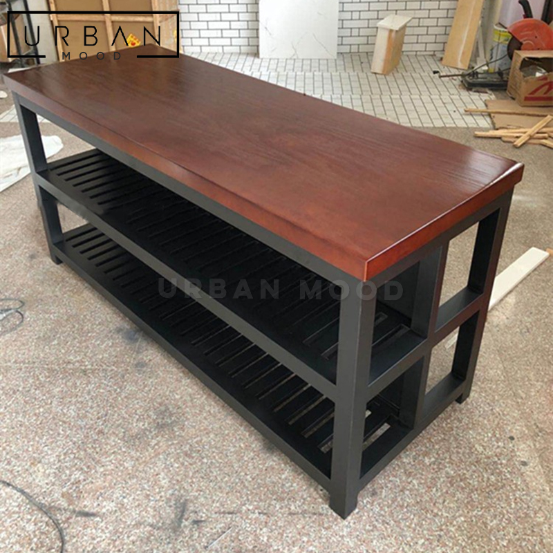 WILSON Industrial Solid Wood Kitchen Island