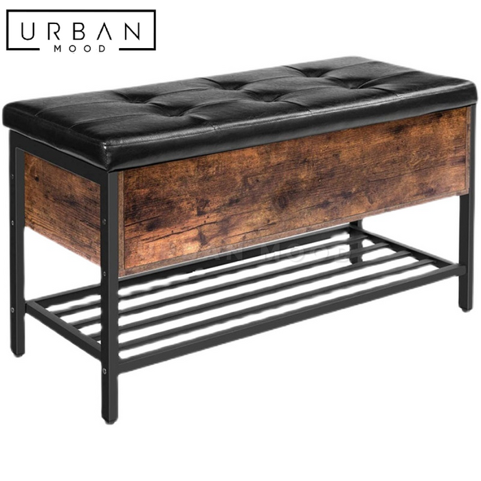 HAYES Industrial Solid Wood Shoe Bench