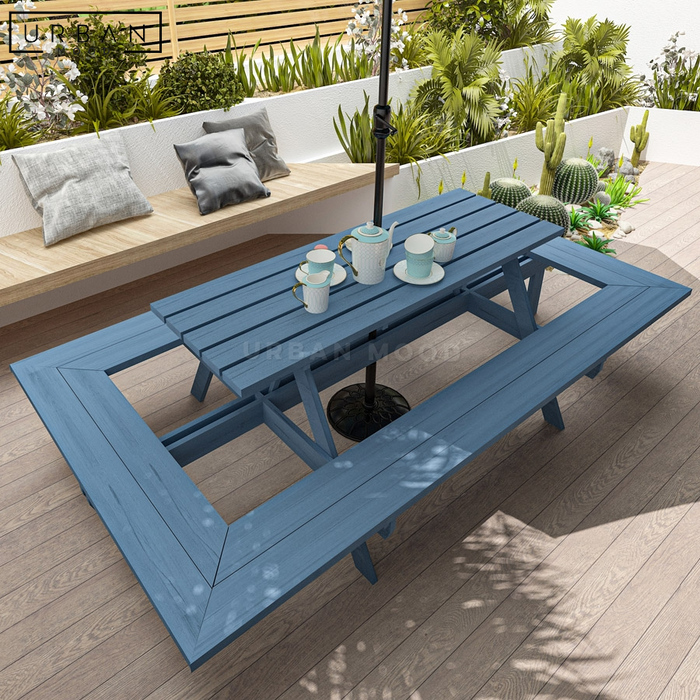 FIELDER Modern Solid Wood Outdoor Table & Bench