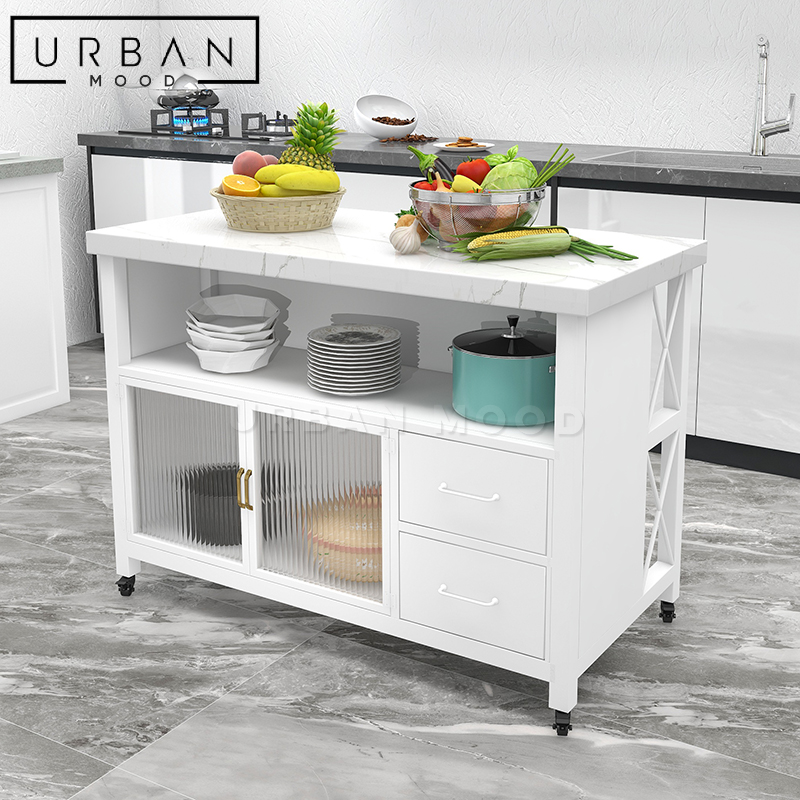 DENN Modern Marble Kitchen Island