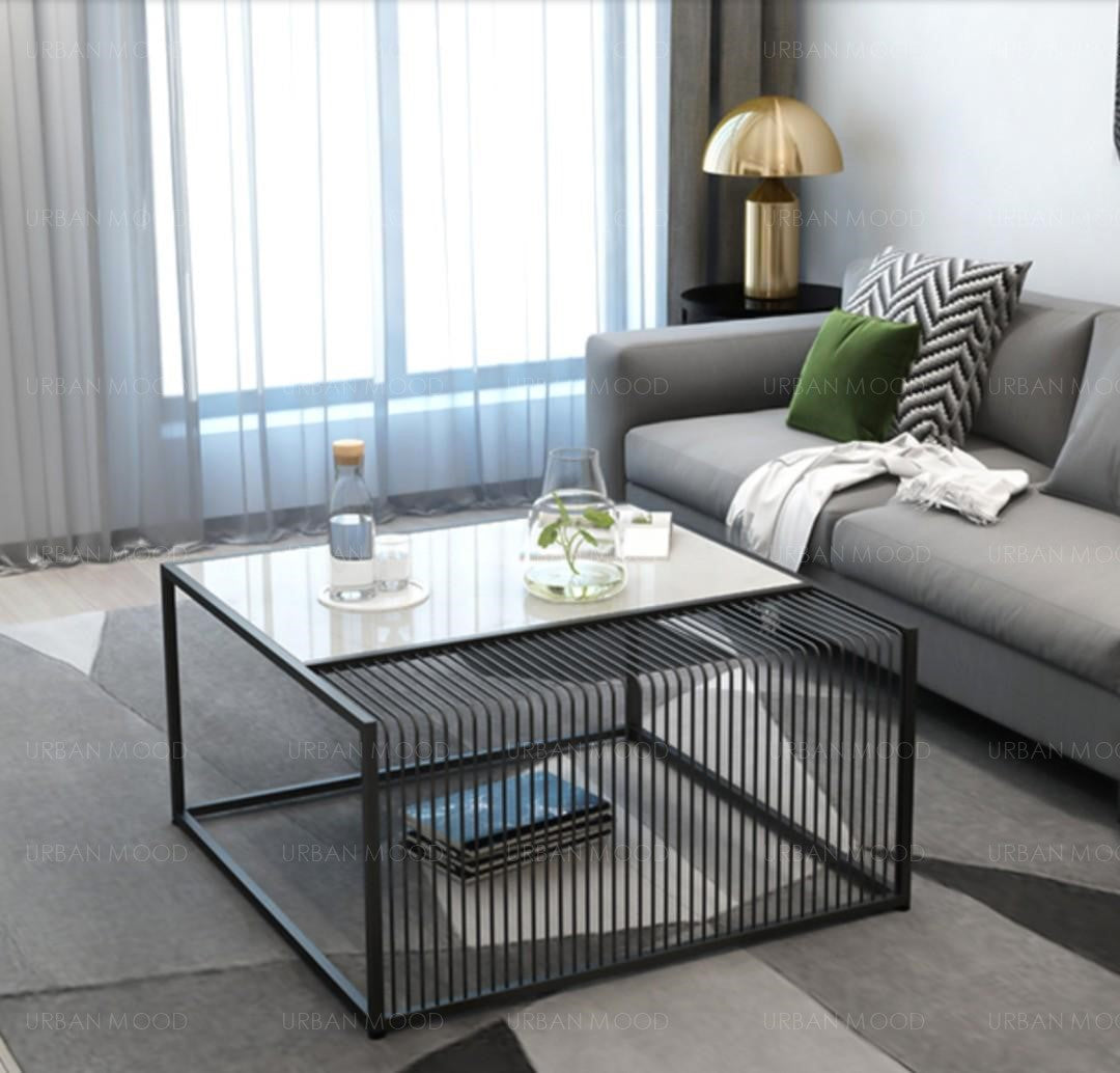 MACKENZIE Minimalist Marble Metal Frame Coffee Table