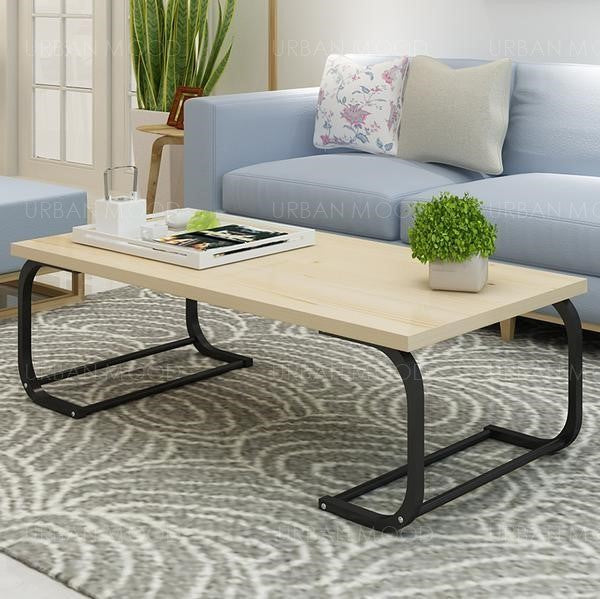 MAURINE Rustic Industrial Raw Wood Coffee Table