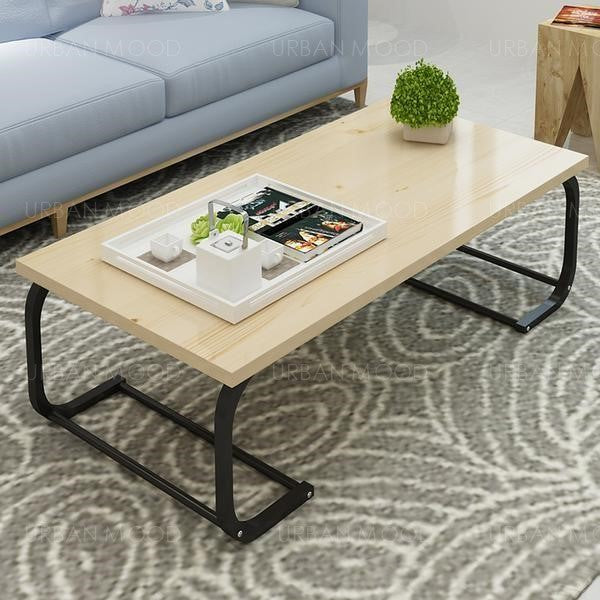 MAURINE Rustic Industrial Raw Wood Coffee Table