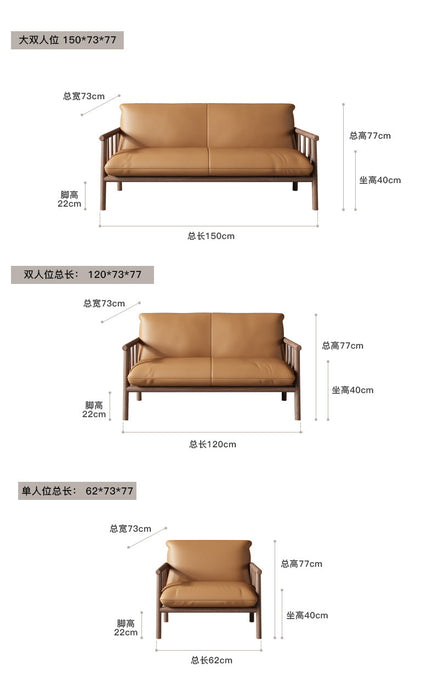 MILA Sofa Solid Wood Nordic Japanese Style Eco Friendly Vegan Leather