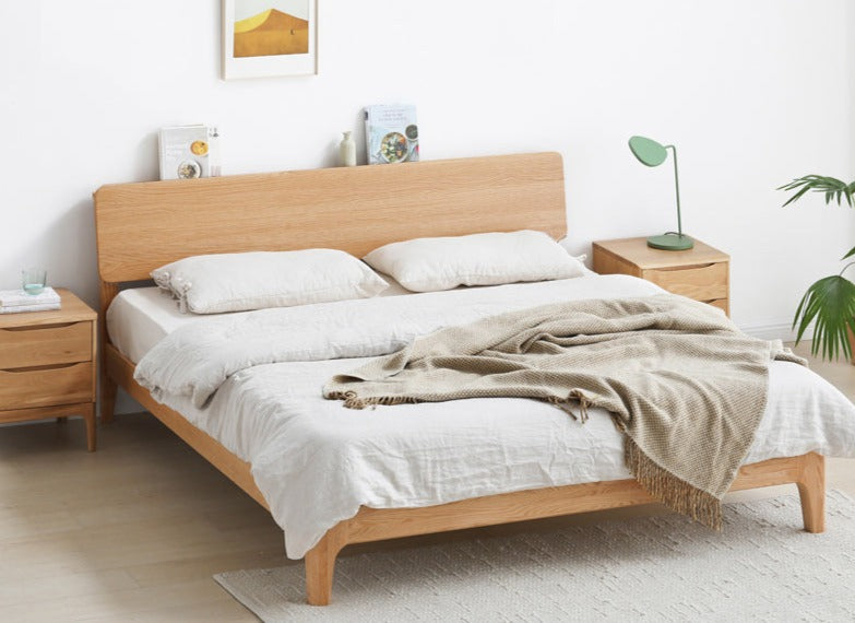 WAREHOUSE SALE Madeline BRYSON Japanese Nordic Bed Solid Wood ( 3 Size 2 Color Choice ) ( Discount Price from $1199 )