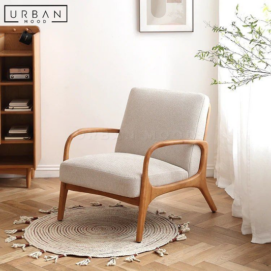 MELBURY Japandi Solid Wood Armchair