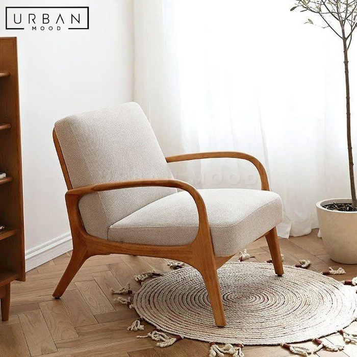 MELBURY Japandi Solid Wood Armchair