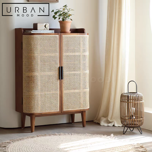 MORGAN Rustic Rattan Shoe Cabinet