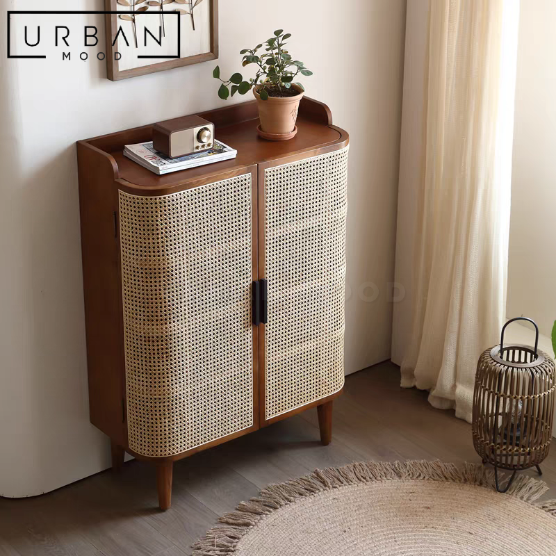 MORGAN Rustic Rattan Shoe Cabinet