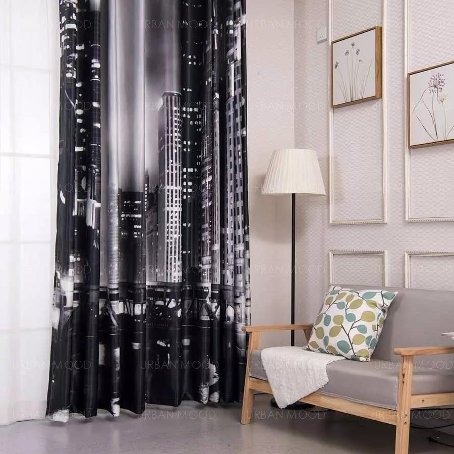 NIGHT SKYLINE Modern Studio Curtains