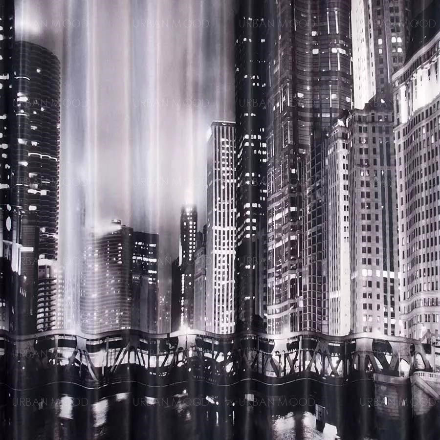 NIGHT SKYLINE Modern Studio Curtains