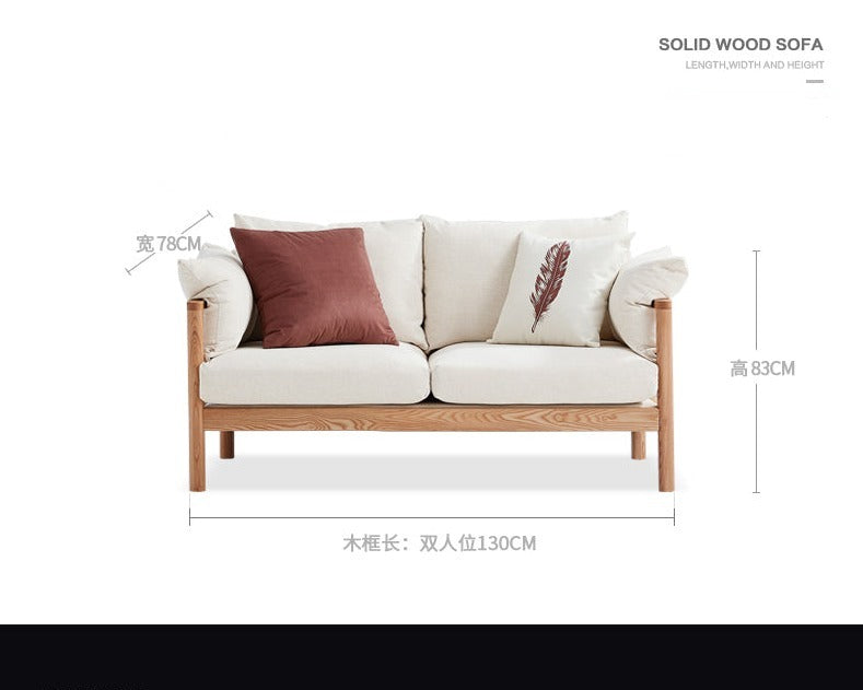 GRACE Nordic Japanese Design Sofa Solid Wood ( Choice of 6 Size, 8 Fabric Color )