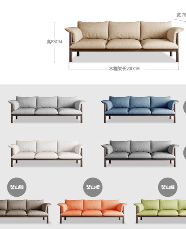 GRACE Nordic Japanese Design Sofa Solid Wood ( Choice of 6 Size, 8 Fabric Color )