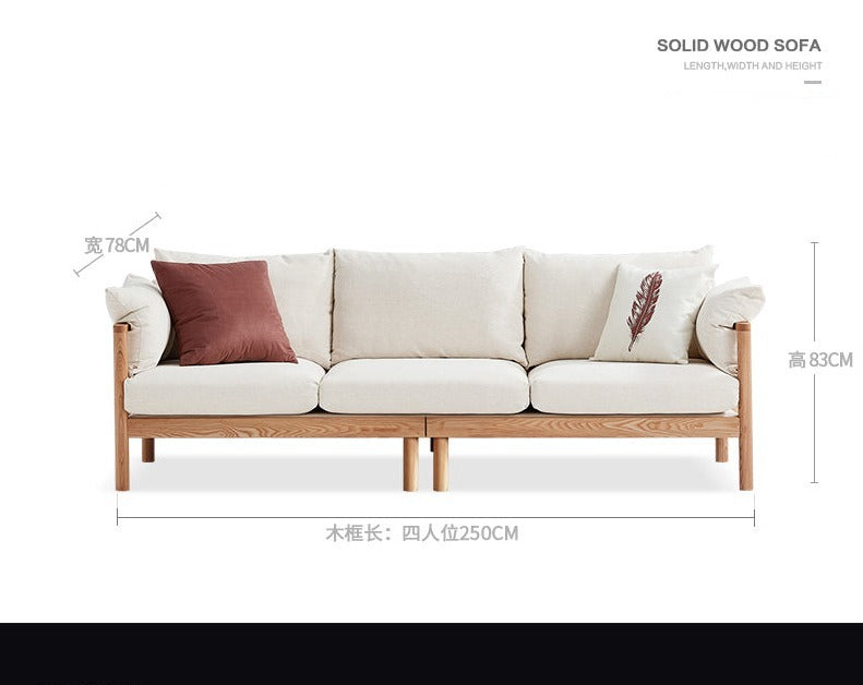 GRACE Nordic Japanese Design Sofa Solid Wood ( Choice of 6 Size, 8 Fabric Color )