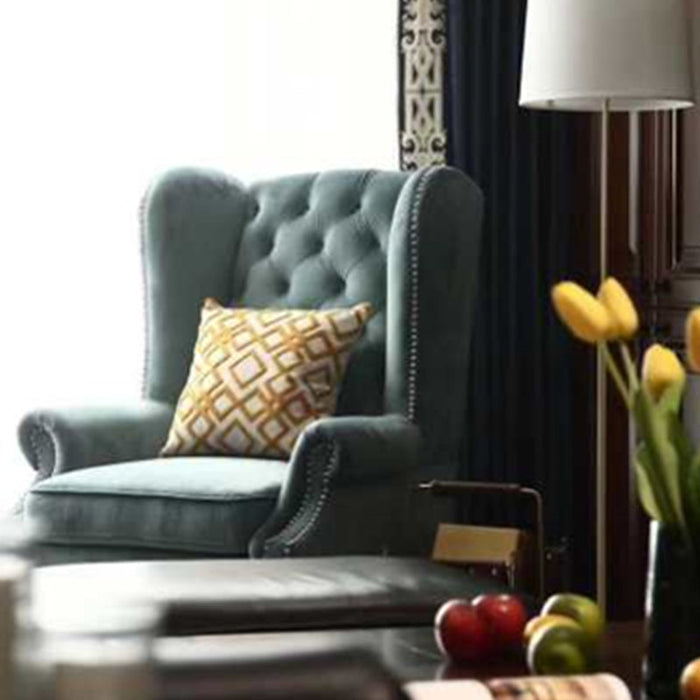 ELENA Blue Flannel Lounge Sofa Chair American Single Size