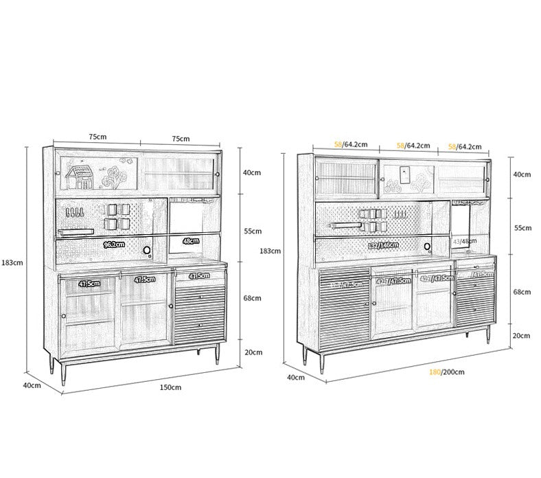 ADALINE Scandinavian Scandinavian Hutch Buffet Solid Wood Sideboard ( 3 Colour 3 Size )