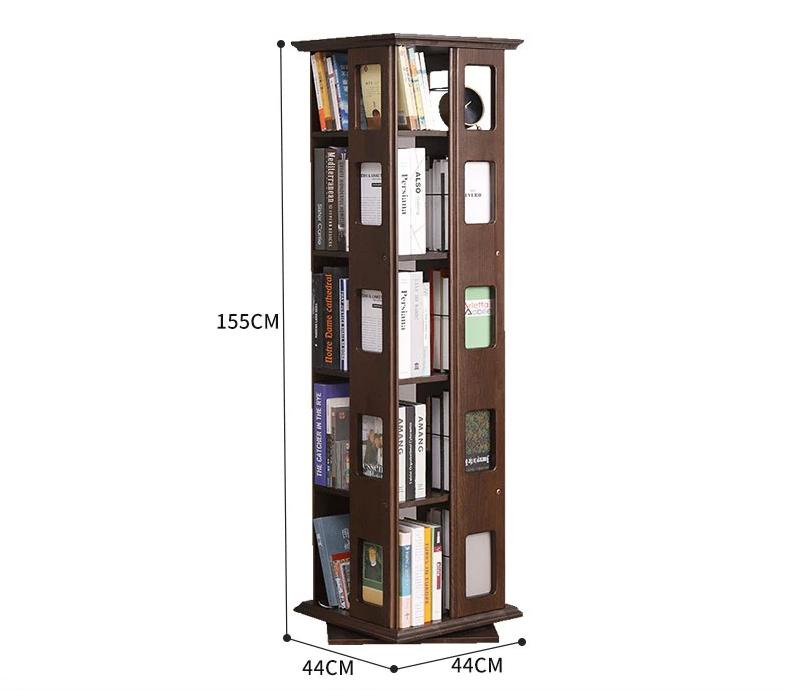 JOSEPH Full Solid Wood Rotating Bookshelf 360 Degree