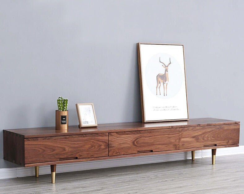 Phoebe RITZ TV Console Solid Wood Cabinet Modern Minimalist Walnut Colour