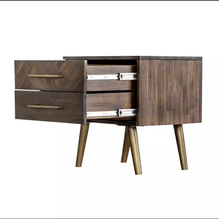 Table Patron PATRON Herringbone Acacia Solid Wood Bedside Table – Wholesale Italy ...