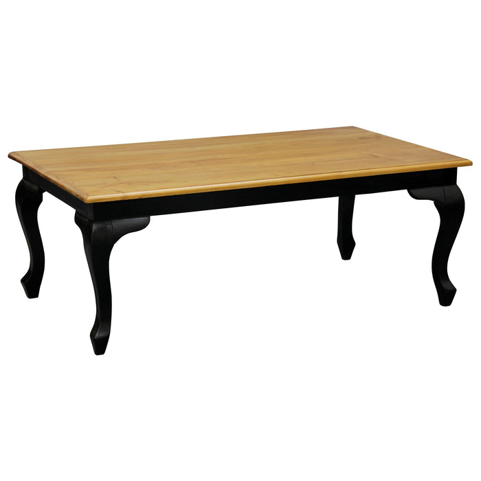 Queen Ann Timber Coffee Table, 120cm, Caramel / Black