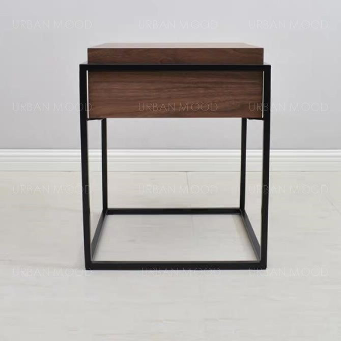 RAPHAEL Mixed Element Wood & Glass Side Table
