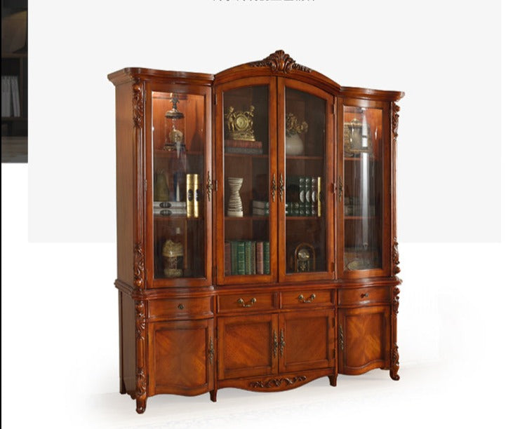 RUBY BOSTON Glass Display American Classic Solid Wood Bookcase / Desk