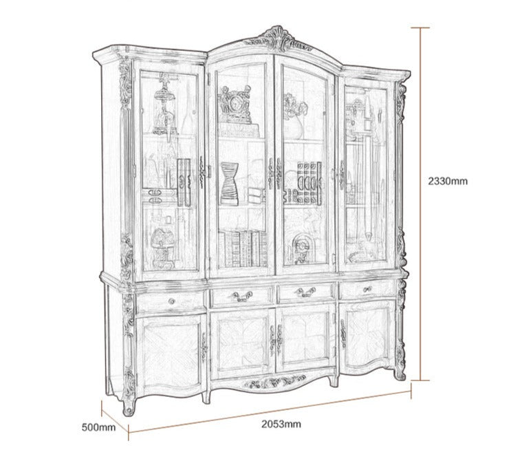 RUBY BOSTON Glass Display American Classic Solid Wood Bookcase / Desk