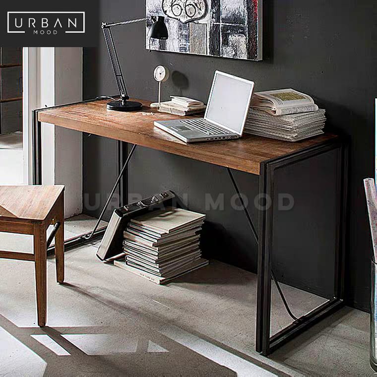 RIDGET Industrial Solid Wood Study Table