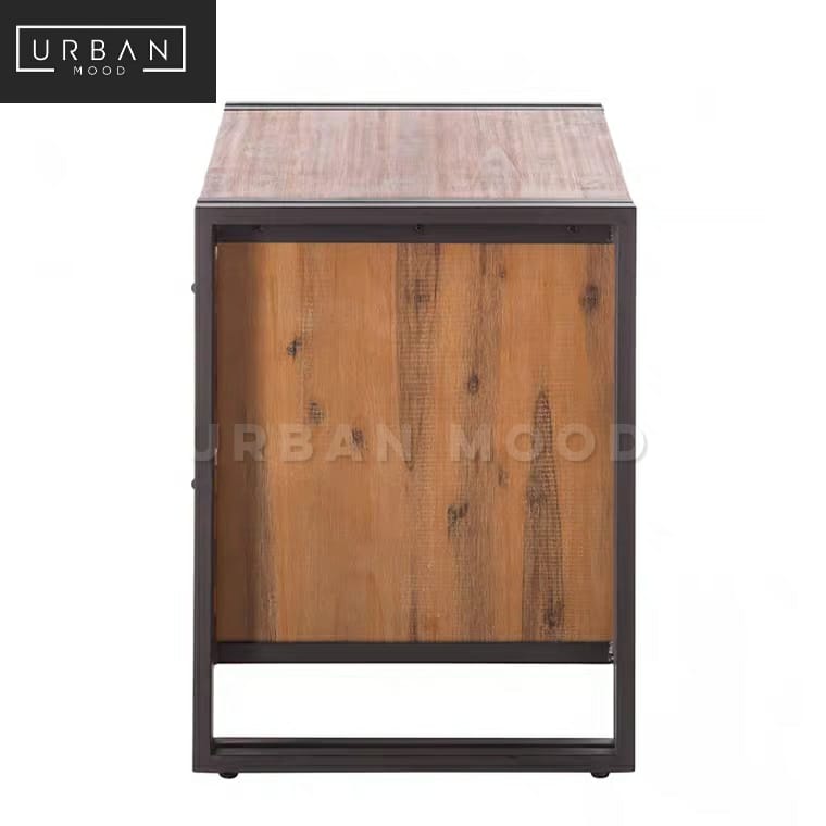 RIDGET Industrial Solid Wood Bedside Table