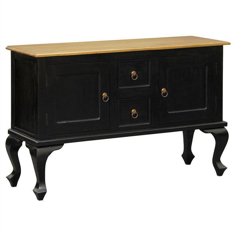 Rome Italy Buffet Sideboard Solid Timber 2 Door 2 Drawer Console Sofa Table, 130cm, Royal Black Brown WIF268ST-202-QA-BLR_1