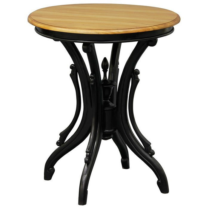 Rome Italy Side Lamp Table Solid Timber Round Wine Table, Royal Black Brown WIF268T-05-BLR