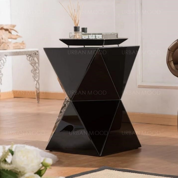 SAVVAS Mirrored Prism Side Table