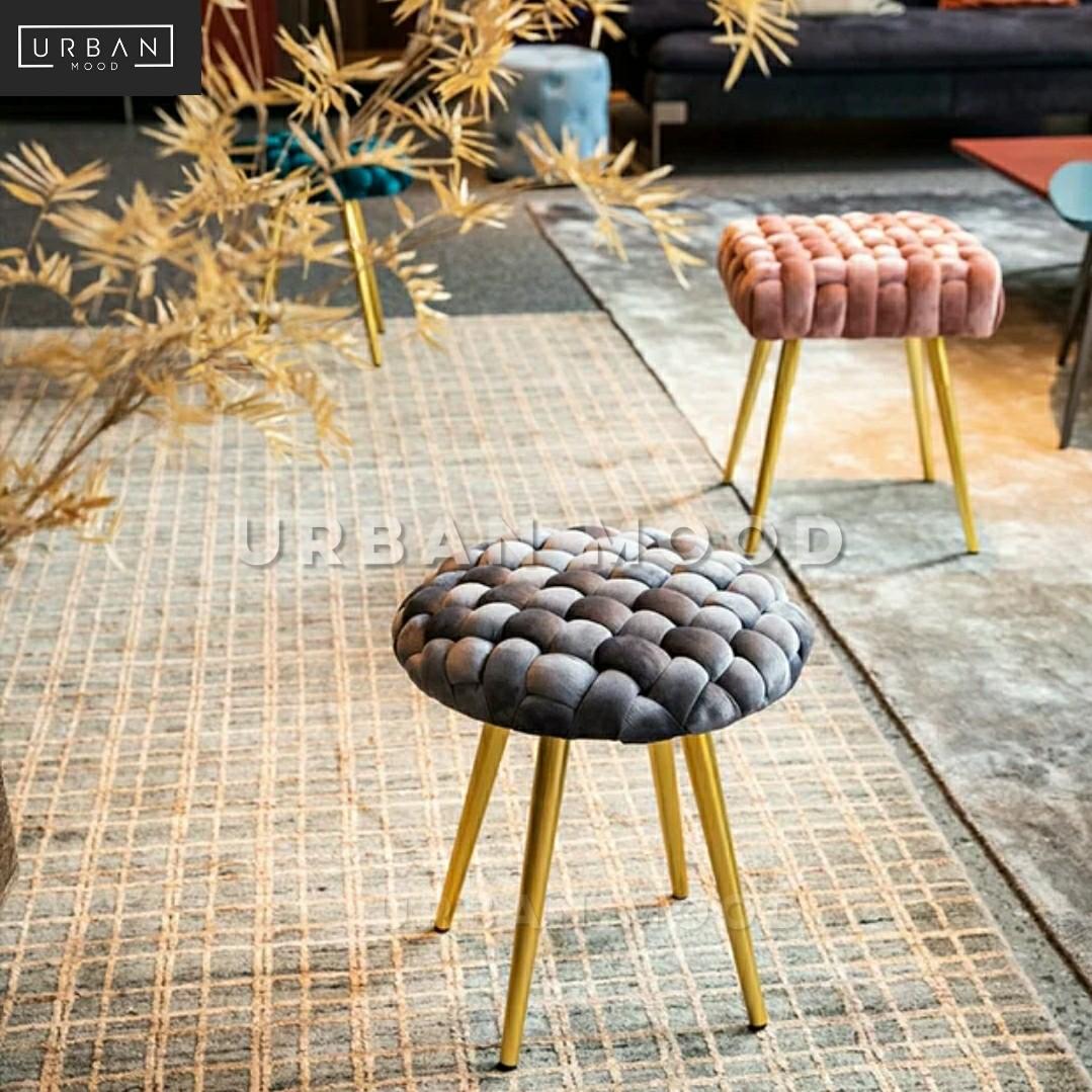 SOFIAN Velvet Knitted Vanity Stool