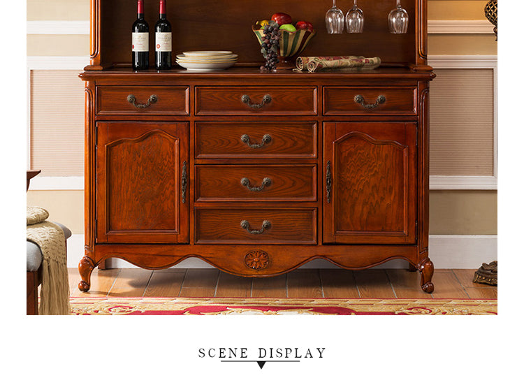 SOPHIE BOSTON Glass Display Buffet Hutch American Classic Solid Wood Wine Cabinet ( 10 Size and Design )