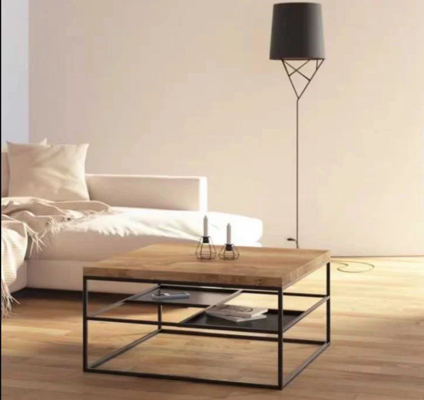DYLAN Modern Industrial Mixed Element Coffee Table