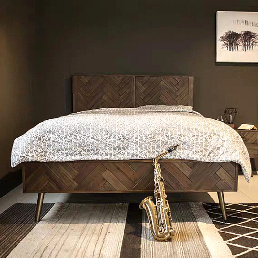 KINGSTON Acacia Wood Herringbone Bedframe