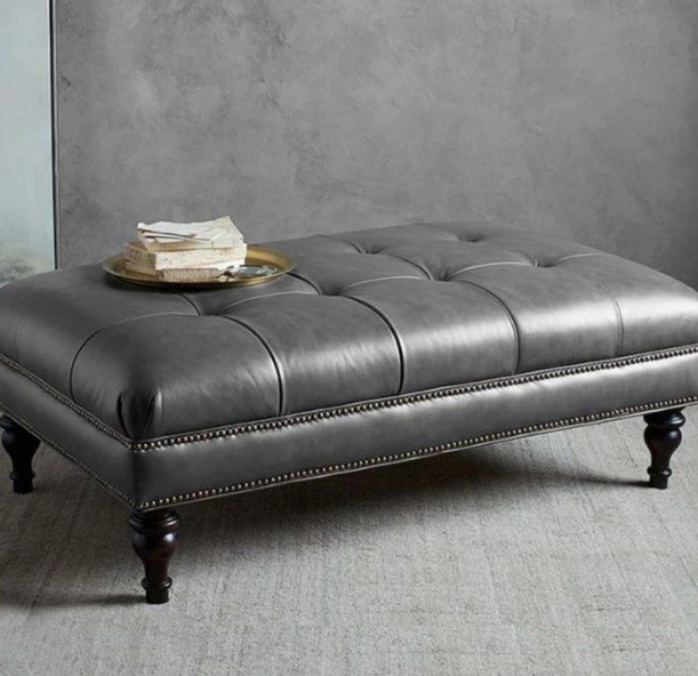 LORY Classic Faux Leather Ottoman Bench