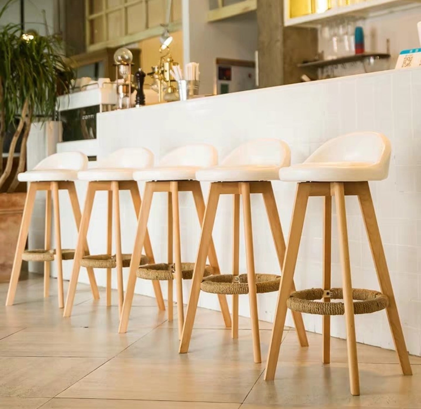 BAKER Scandinavian Solid Wood Bar Stool