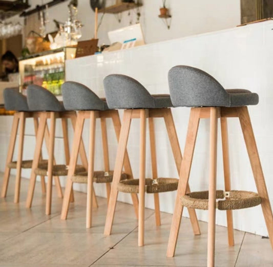 BAKER Scandinavian Solid Wood Bar Stool